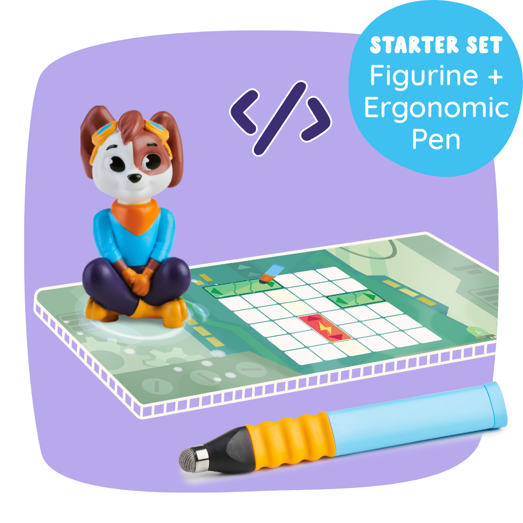 EDURINO Starter Set, Luca the Dog, educational coding games, includes ergonomic pen